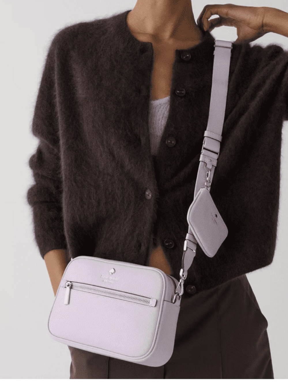 kate spade Lavender Pebbled Leather Crossbody Camera Bag with Coin Pouch